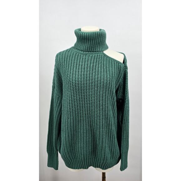 La Meil 
 Pastel Jade/Jade Shoulder Cut Out Sweater - Picture 1 of 5